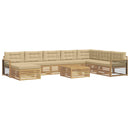 Udendørs sofagruppe 9 pcs Hvid og Beige Massivt Akacietræ
