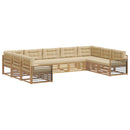 Udendørs sofagruppe 9 pcs Hvid og Beige Massivt Akacietræ