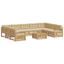 Udendørs sofagruppe 10 pcs Hvid og Beige Massivt Akacietræ