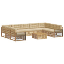 Udendørs sofagruppe 10 pcs Hvid og Beige Massivt Akacietræ