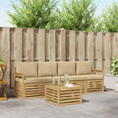 Udendørs sofagruppe med pude 5 pcs Hvid og Beige Polyester