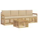 Udendørs sofagruppe med pude 5 pcs Hvid og Beige Polyester