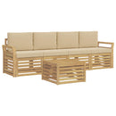 Udendørs sofagruppe med pude 5 pcs Hvid og Beige Polyester