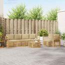 Udendørs sofagruppe med pude 7 pcs Hvid og Beige Polyester