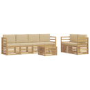 Udendørs sofagruppe med pude 7 pcs Hvid og Beige Polyester