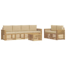 Udendørs sofagruppe med pude 7 pcs Hvid og Beige Polyester