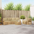 Udendørs sofagruppe med pude 7 pcs Hvid og Beige Polyester
