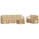 Udendørs sofagruppe med pude 7 pcs Hvid og Beige Polyester