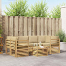 Udendørs sofagruppe med pude 7 pcs Hvid og Beige Polyester