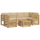 Udendørs sofagruppe med pude 7 pcs Hvid og Beige Polyester