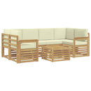 Udendørs sofagruppe 7 pcs Hvid og cremefarvet Polyester