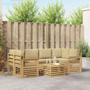 Udendørs sofagruppe med pude 7 pcs Hvid og Beige Polyester