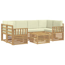 Udendørs sofagruppe 7 pcs Hvid og cremefarvet Polyester