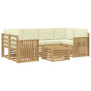 Udendørs sofagruppe 7 pcs Hvid og cremefarvet Polyester
