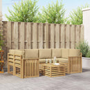 Udendørs sofagruppe med pude 7 pcs Hvid og Beige Polyester