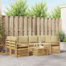 Udendørs sofagruppe med pude 7 pcs Hvid og Beige Polyester