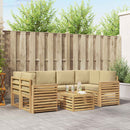 Udendørs sofagruppe med pude 7 pcs Hvid og Beige Polyester