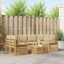 Udendørs sofagruppe med pude 7 pcs Hvid og Beige Polyester