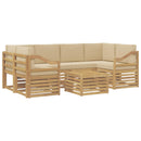 Udendørs sofagruppe med pude 7 pcs Hvid og Beige Polyester