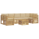 Udendørs sofagruppe med pude 8 pcs Hvid og Beige Polyester