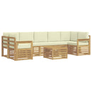 Udendørs sofagruppe 8 pcs Hvid og cremefarvet Polyester