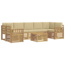 Udendørs sofagruppe med pude 8 pcs Hvid og Beige Polyester