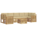 Udendørs sofagruppe med pude 8 pcs Hvid og Beige Polyester