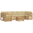 Udendørs sofagruppe med pude 8 pcs Hvid og Beige Polyester