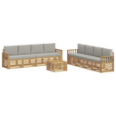 Udendørs sofagruppe 9 pcs Hvid og lysegrå 59 x 59 x 37 cm