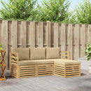 Udendørs sofagruppe med pude 4 pcs Hvid og Beige Polyester