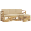 Udendørs sofagruppe med pude 4 pcs Hvid og Beige Polyester
