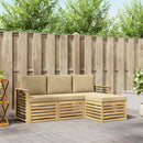 Udendørs sofagruppe med pude 4 pcs Hvid og Beige Polyester