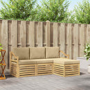 Udendørs sofagruppe med pude 4 pcs Hvid og Beige Polyester