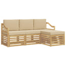 Udendørs sofagruppe med pude 4 pcs Hvid og Beige Polyester