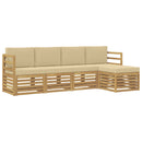 Udendørs sofagruppe med pude 5 pcs Hvid og Beige Polyester