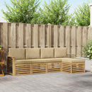 Udendørs sofagruppe med pude 5 pcs Hvid og Beige Polyester