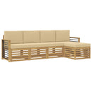 Udendørs sofagruppe med pude 5 pcs Hvid og Beige Polyester