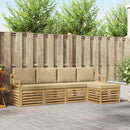 Udendørs sofagruppe med pude 5 pcs Hvid og Beige Polyester