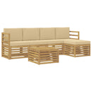 Udendørs sofagruppe med pude 6 pcs Hvid og Beige Polyester