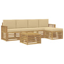 Udendørs sofagruppe 6 pcs Hvid og Beige 59 x 59 x 37 cm