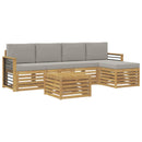 Udendørs sofagruppe 6 pcs Hvid og lysegrå 59 x 59 x 37 cm