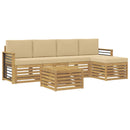 Udendørs sofagruppe med pude 6 pcs Hvid og Beige Polyester