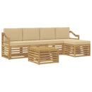 Udendørs sofagruppe med pude 6 pcs Hvid og Beige Polyester