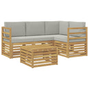 Udendørs sofagruppe 5 pcs Hvid og lysegrå 59 x 59 x 37 cm