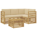 Udendørs sofagruppe 5 pcs Hvid og Beige 59 x 59 x 37 cm