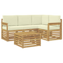 Udendørs sofagruppe 5 pcs Hvid og cremefarvet 59 x 59 x 37 cm