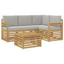 Udendørs sofagruppe 5 pcs Hvid og lysegrå 59 x 59 x 37 cm