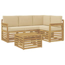 Udendørs sofagruppe 5 pcs Hvid og Beige 59 x 59 x 37 cm