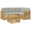Udendørs sofagruppe 5 pcs Hvid og lysegrå 59 x 59 x 37 cm