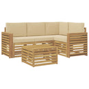 Udendørs sofagruppe 5 pcs Hvid og Beige 59 x 59 x 37 cm